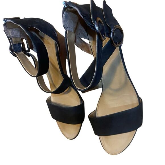 Franco Sarto black sandal size 9.5 leather upper double strap - Picture 6 of 6